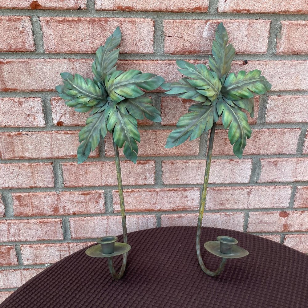 Vintage Green Leaf Candle Holders - Picture 6 of 12